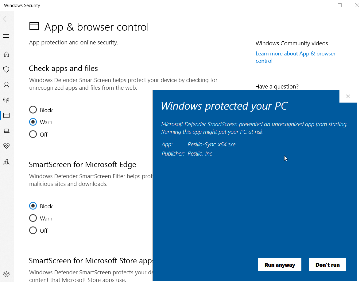 turn off microsoft defender smartscreen